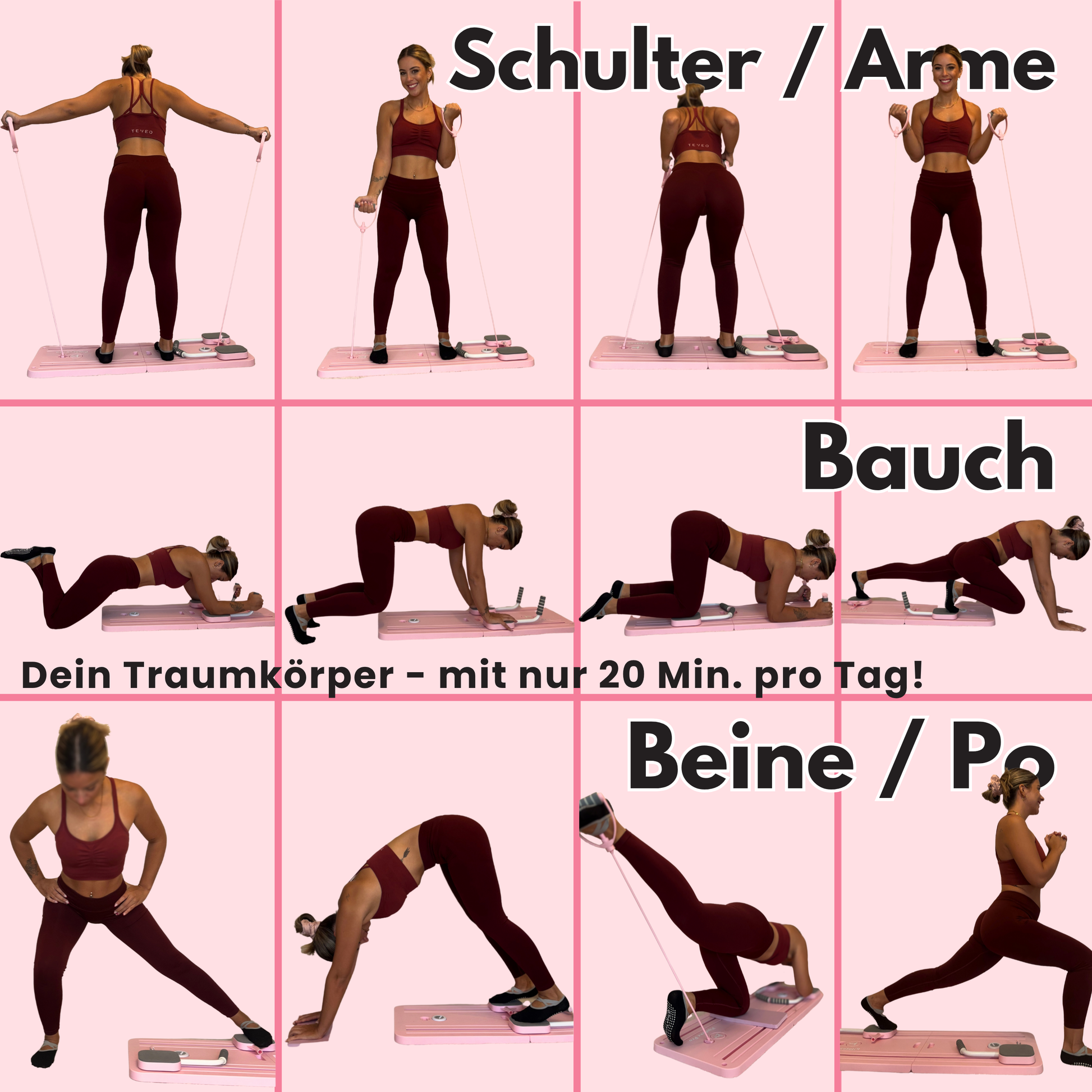 Pilatexx Pro Premium Reformer faltbarer  Pilates Reformers für ein effektives Ganzkörpertraining