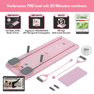 Pilatexx Pro Faltbares Pilates Board in rosa komplettes set mit videoanleitung